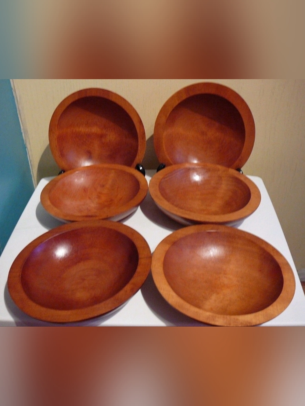 Set of 6 Vintage Baribocraft Canada Solid Maple Wood Salad Bowls serving size